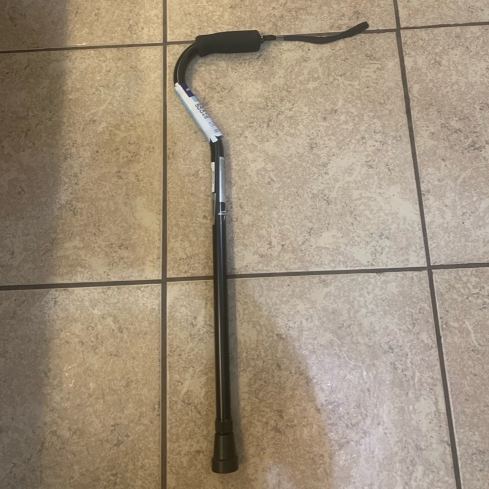 New Medline OffSet Cane. Color: Black. Height Adjustable with Locking Collar